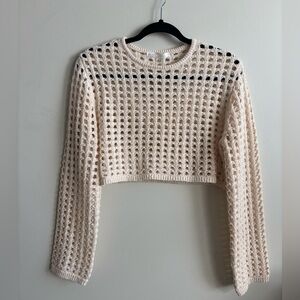 OAK + FORT Cream Crochet Crop Top